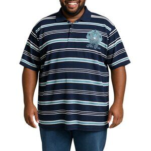 Phat Classics Mens Navy Striped Polo Shirt Size 5X